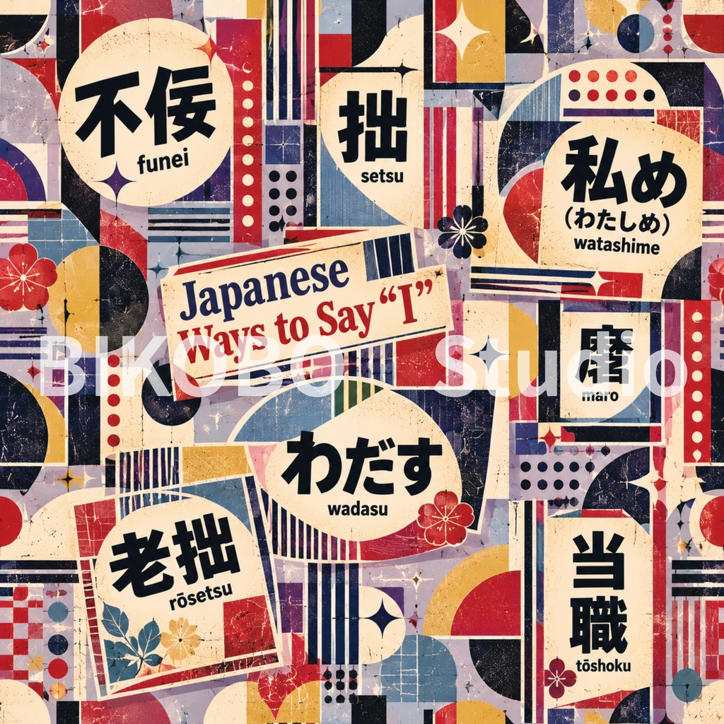 日本語の一人称いろいろ|Japanese Ways to Say “I”|昭和レトロ デジタルペーパー9柄・2サイズ 全18枚|商用利用OK
