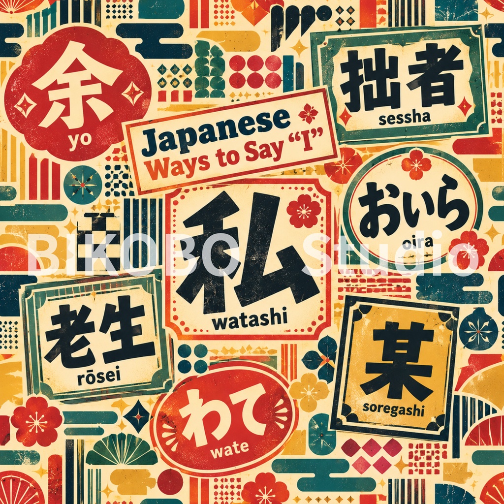 日本語の一人称いろいろ|Japanese Ways to Say “I”|昭和レトロ デジタルペーパー9柄・2サイズ 全18枚|商用利用OK