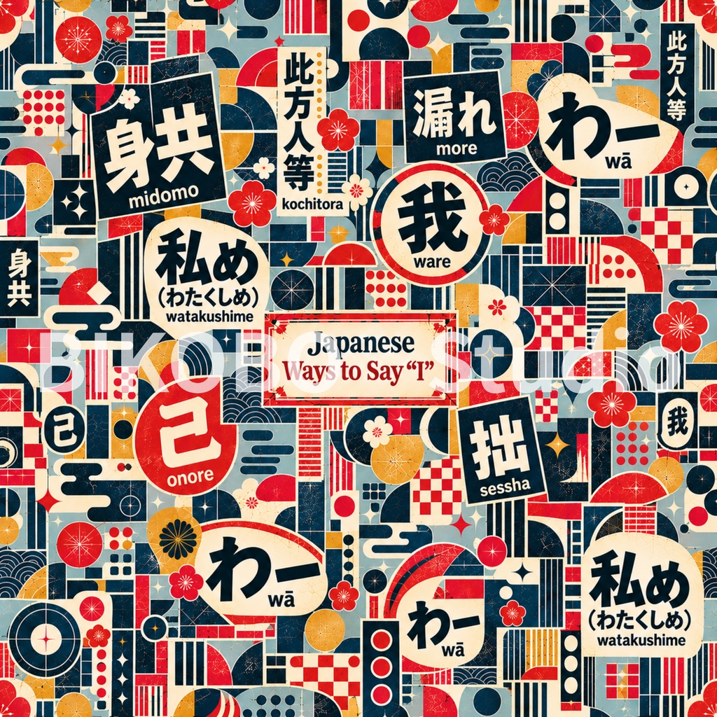 日本語の一人称いろいろ|Japanese Ways to Say “I”|昭和レトロ デジタルペーパー9柄・2サイズ 全18枚|商用利用OK