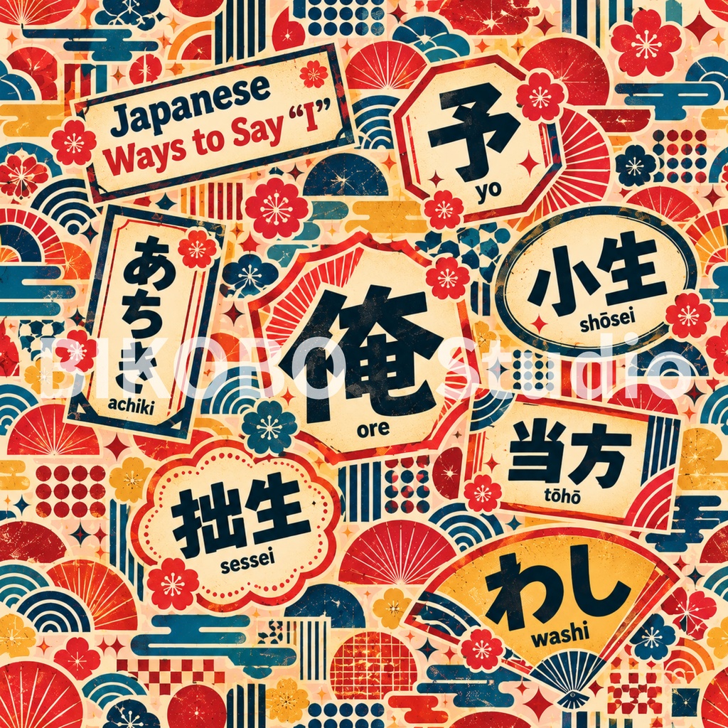 日本語の一人称いろいろ|Japanese Ways to Say “I”|昭和レトロ デジタルペーパー9柄・2サイズ 全18枚|商用利用OK