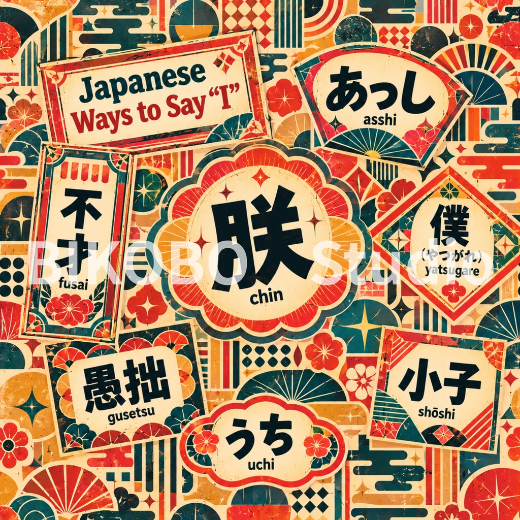 日本語の一人称いろいろ|Japanese Ways to Say “I”|昭和レトロ デジタルペーパー9柄・2サイズ 全18枚|商用利用OK
