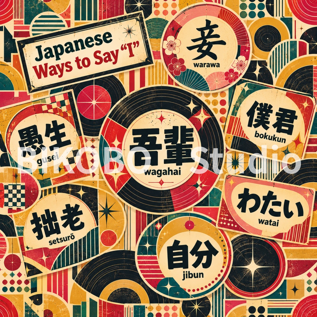 日本語の一人称いろいろ|Japanese Ways to Say “I”|昭和レトロ デジタルペーパー9柄・2サイズ 全18枚|商用利用OK