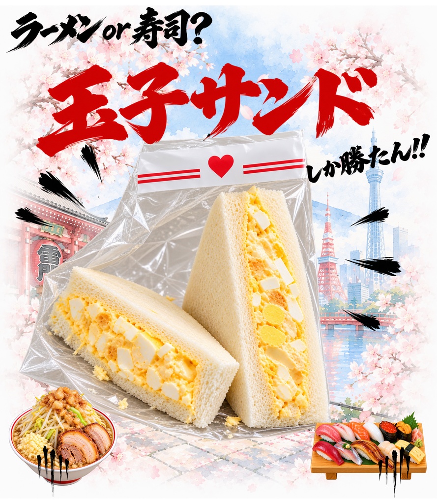玉子サンドしか勝たん!!|TAMAGO SANDO Tシャツ