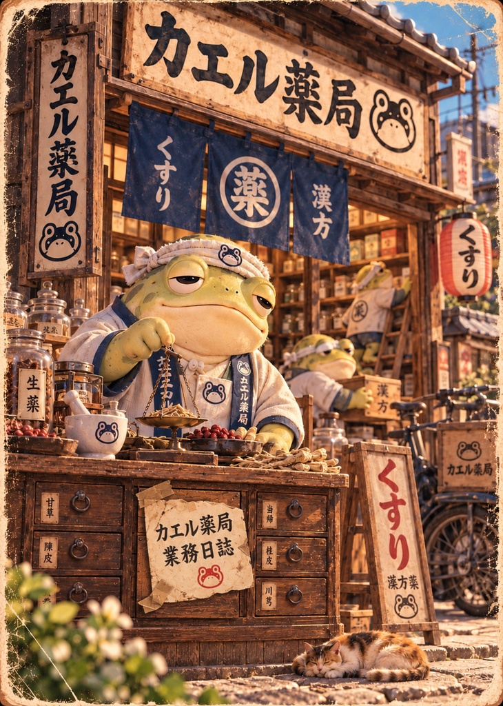 働くカエルの業務日誌|カエル薬局|昭和レトロ リングノート