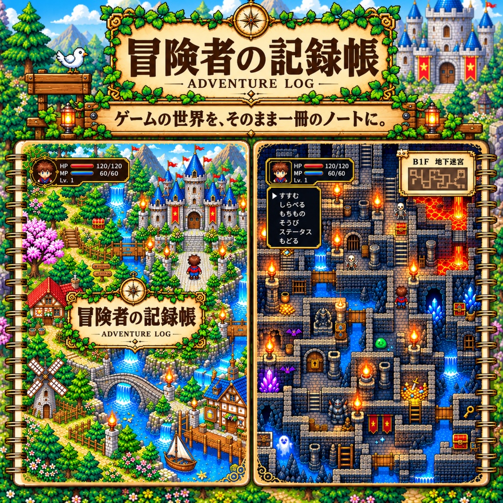 レトロゲームノート｜冒険者の記録帳｜2D RPG・ドット絵