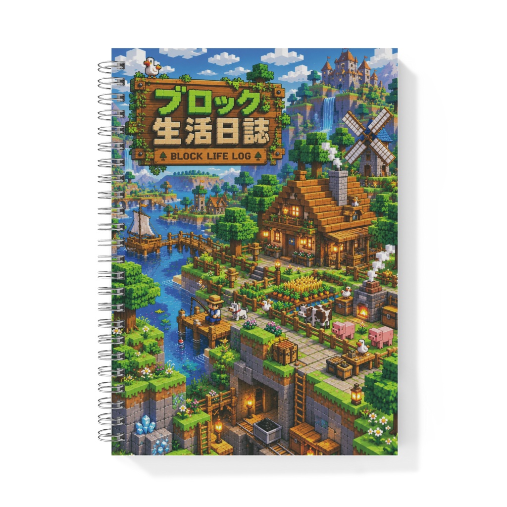 ブロック生活日誌|サンドボックスゲーム風 リングノート