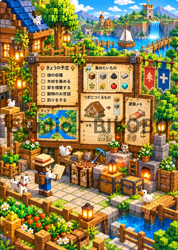 ブロック生活日誌|サンドボックスゲーム風 リングノート