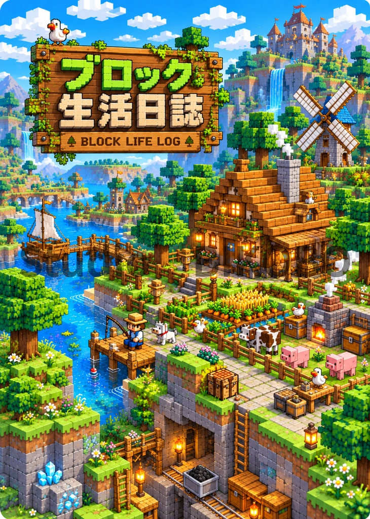ブロック生活日誌|サンドボックスゲーム風 リングノート