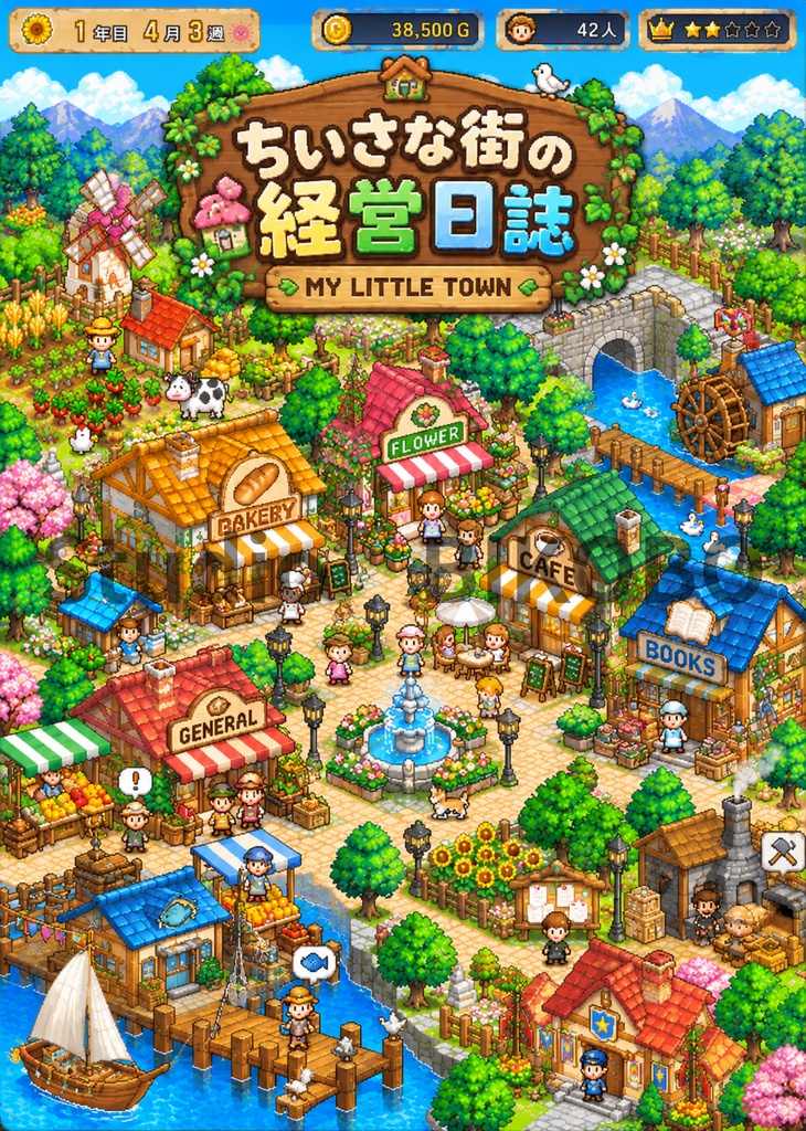 ちいさな街の経営日誌|街づくり・経営シミュレーションゲーム風 リングノート