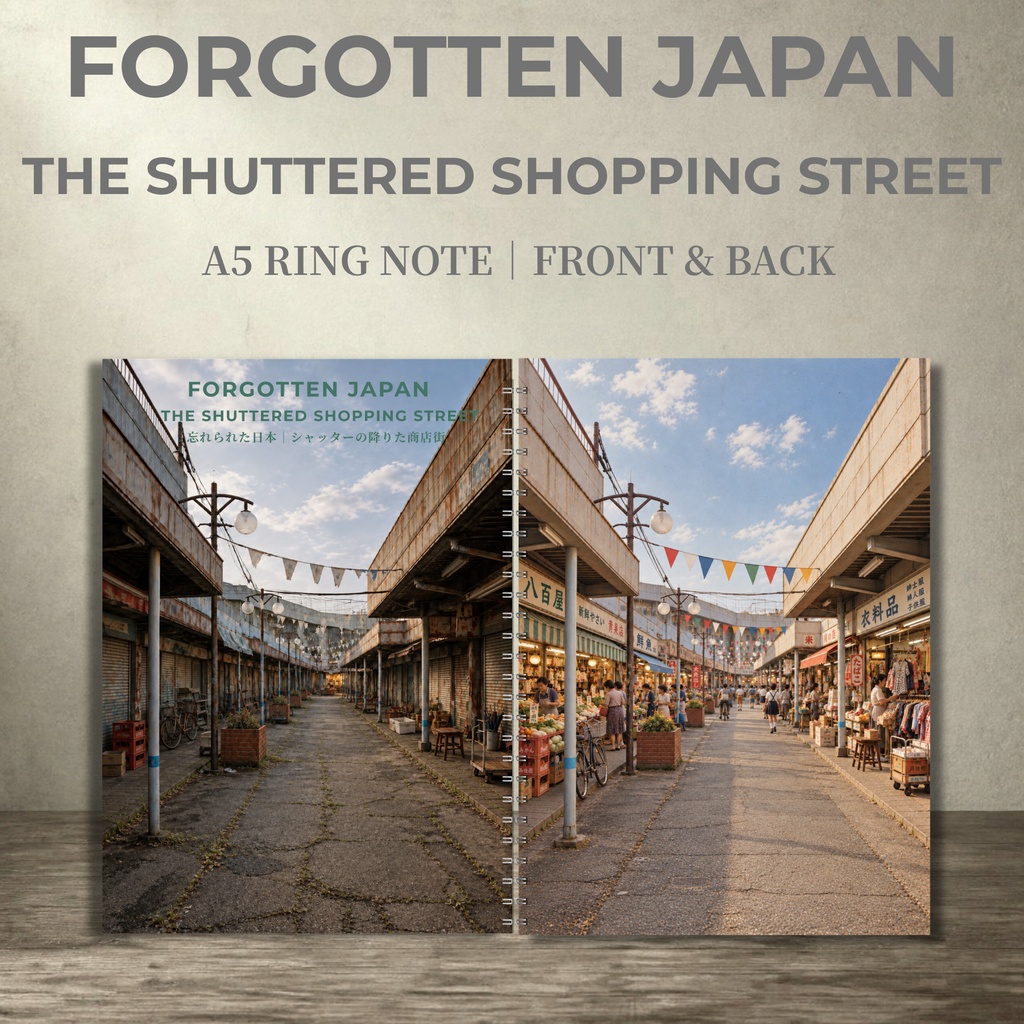 FORGOTTEN JAPAN｜シャッターの降りた商店街｜昭和レトロ A5リングノート