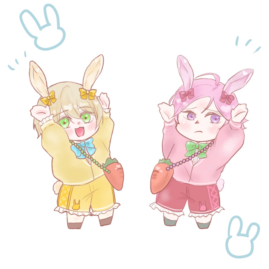 こはくとあいらのうさぎさんステッカー