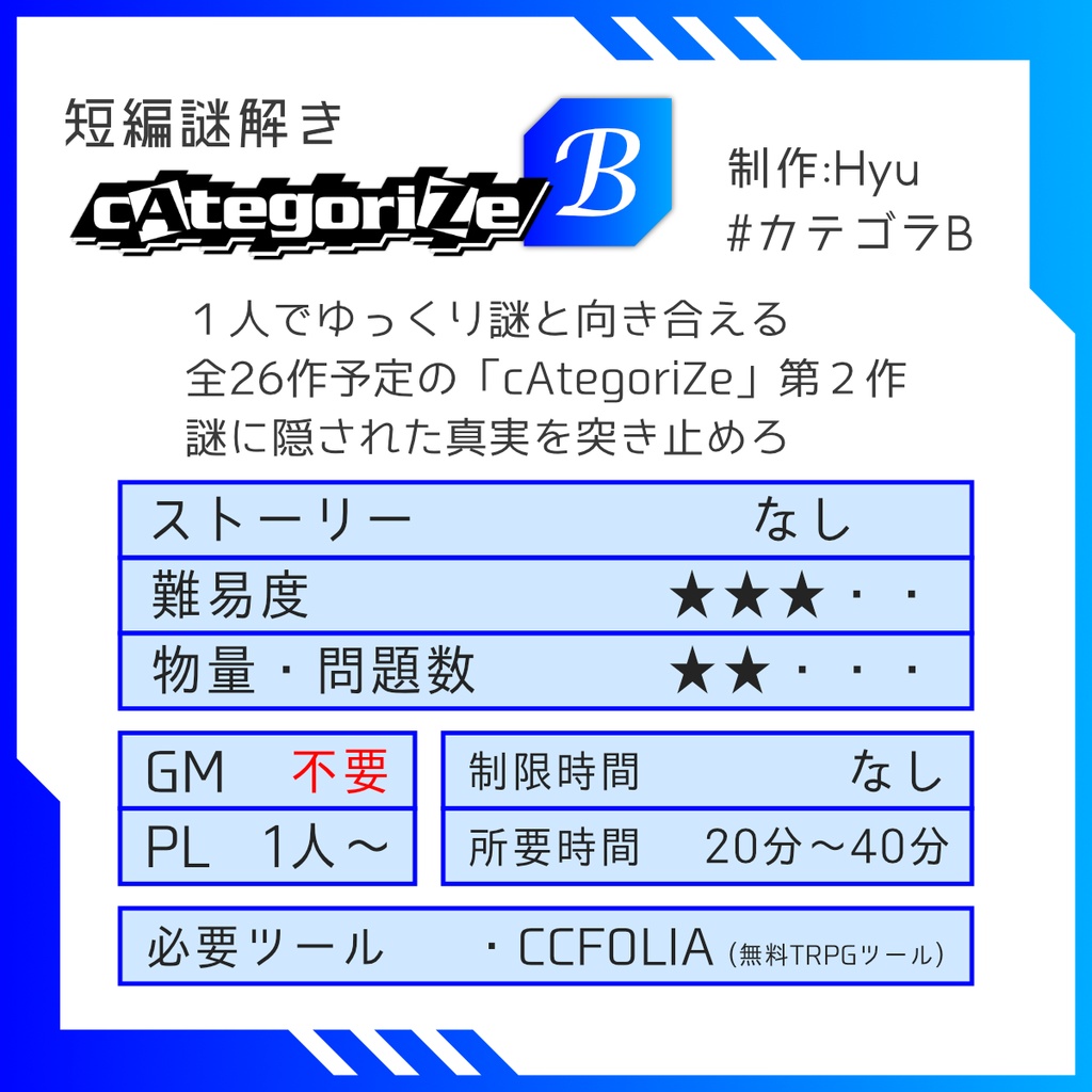 謎解きゲーム『cAtegoriZe』 vol.1 【A】&【B】