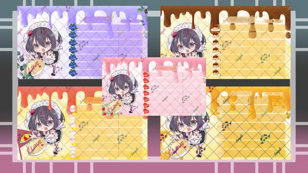 週間スケジュール表(食べ物シリーズ)