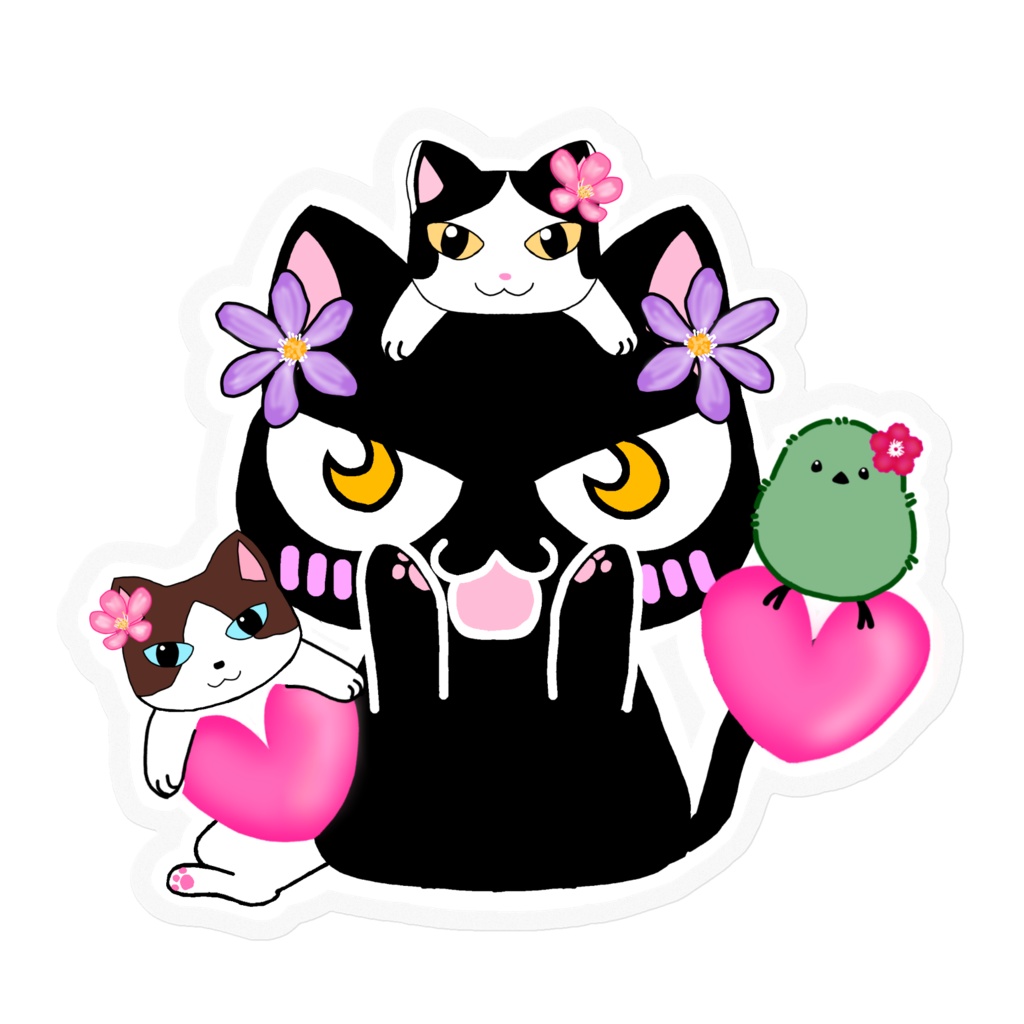 ねこちゃん＋小鳥シール