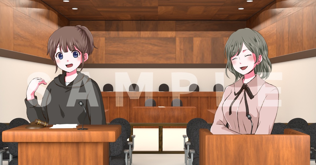 【Vtuber/背景素材】裁判所風 配信背景_コラボ対応!