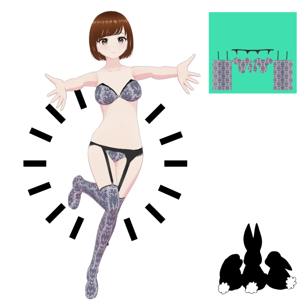 VRoid用 ₍ᐢ.ˬ.ᐢ₎ レースシックテクスチャセット FREE