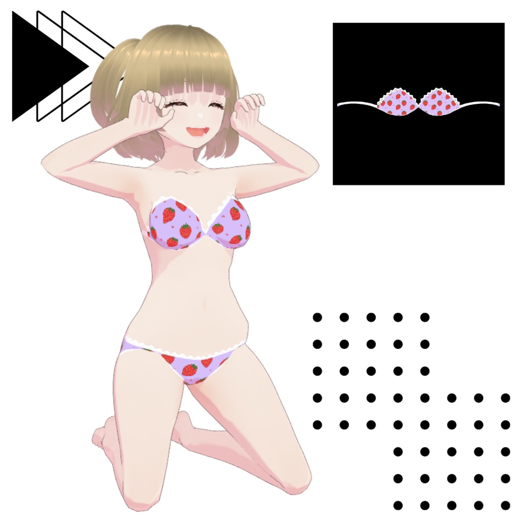 VRoid用 ₍ᐢ.ˬ.ᐢ₎ ストロベリーブラ&ショーツ テクスチャセット