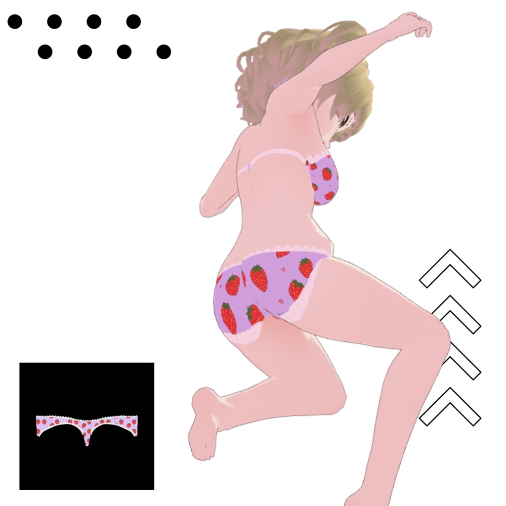 VRoid用 ₍ᐢ.ˬ.ᐢ₎ ストロベリーブラ&ショーツ テクスチャセット