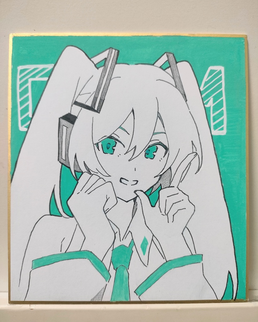 初音ミク手描きミニ色紙