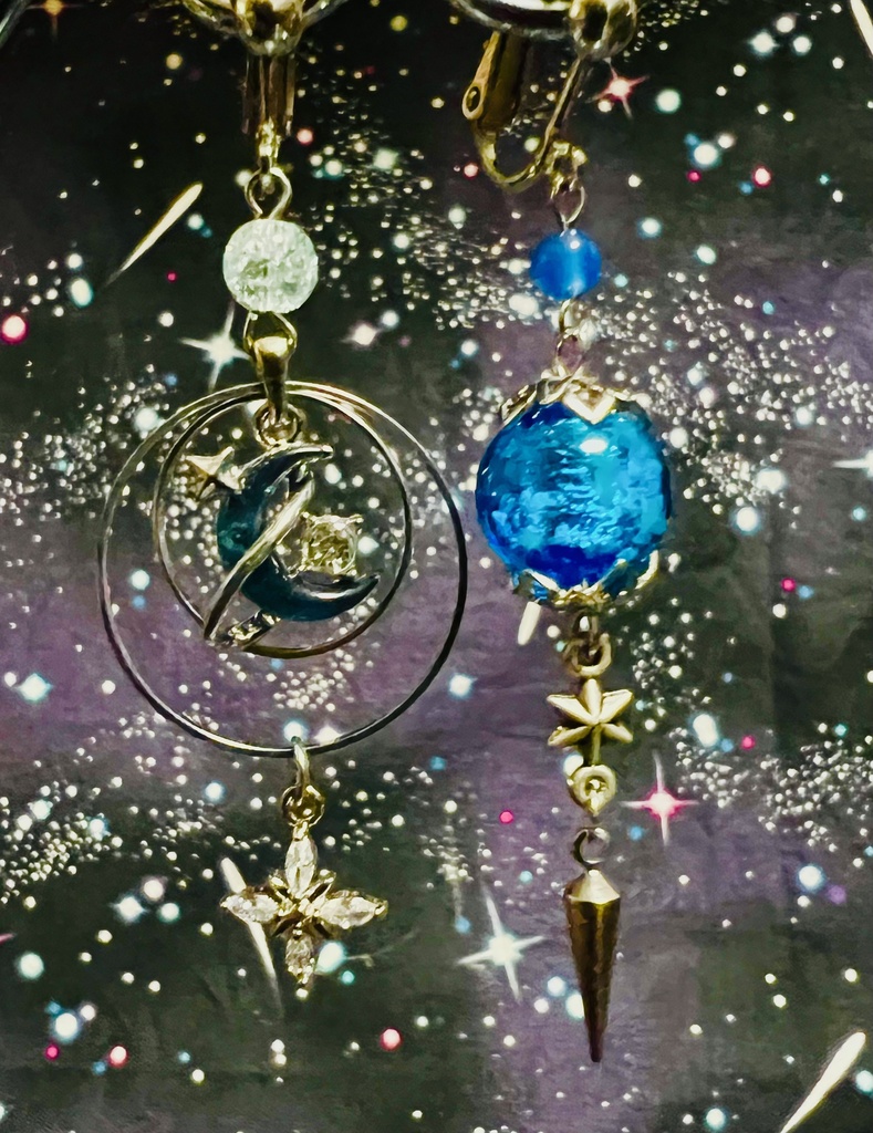 蒼い惑星と碧い銀河イヤリング