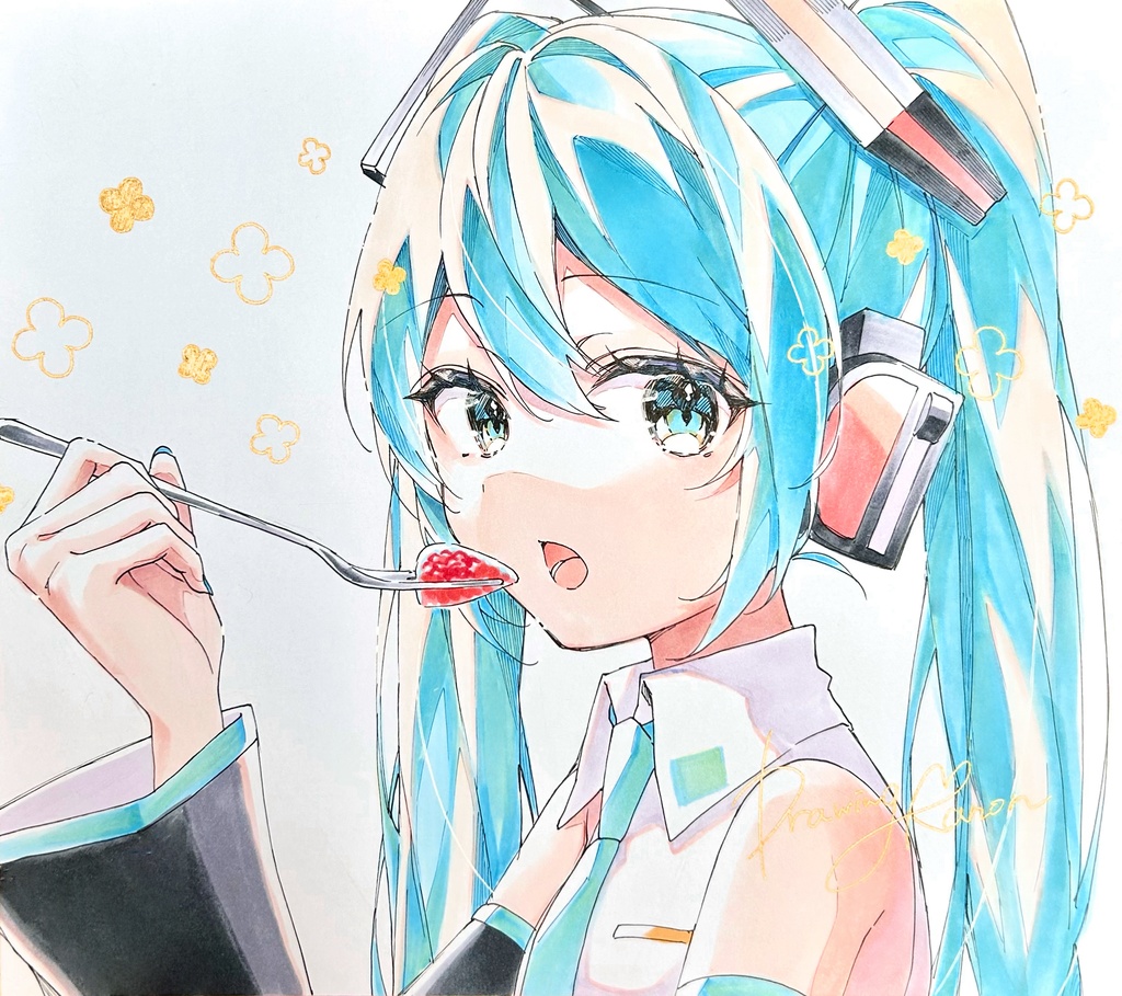 【大サイズ】いちごミクさん直筆色紙