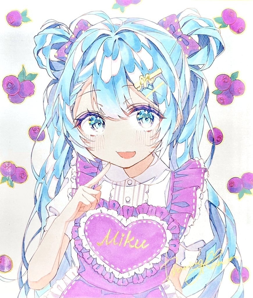 【中サイズ】ブルーベリーミクさん直筆色紙