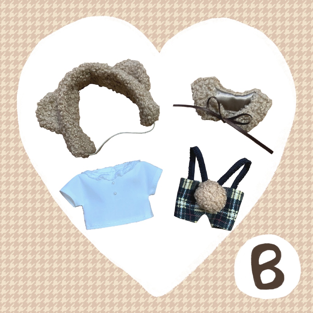 くまみみ × チェックサスパンツ set