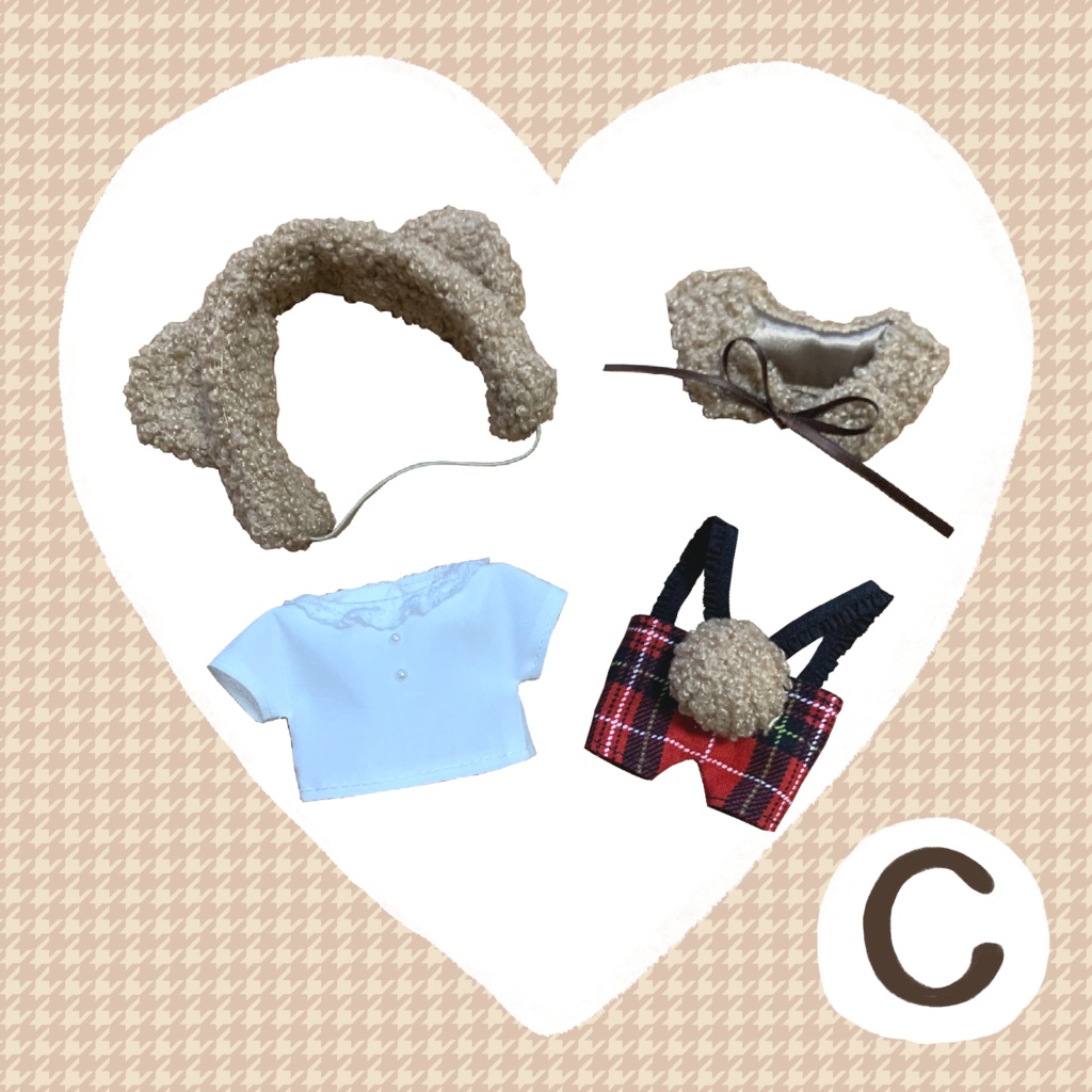 くまみみ × チェックサスパンツ set