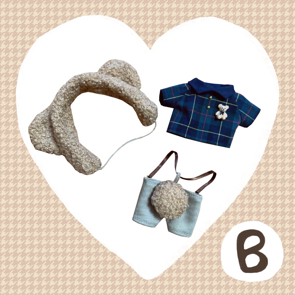 くまみみ × チェックシャツ set