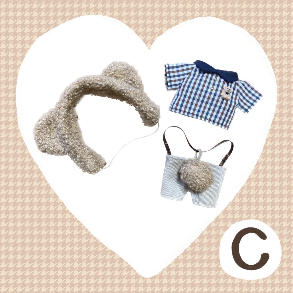 くまみみ × チェックシャツ set