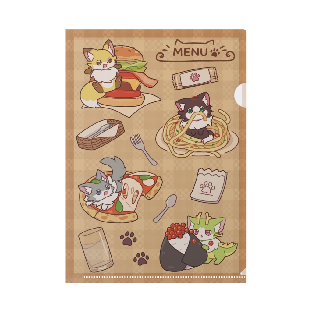 4匹とランチタイムクリアファイル