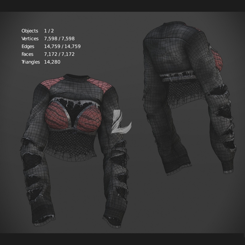 RIPPED DENIM TOP + FISHNET 森羅 - Shinra