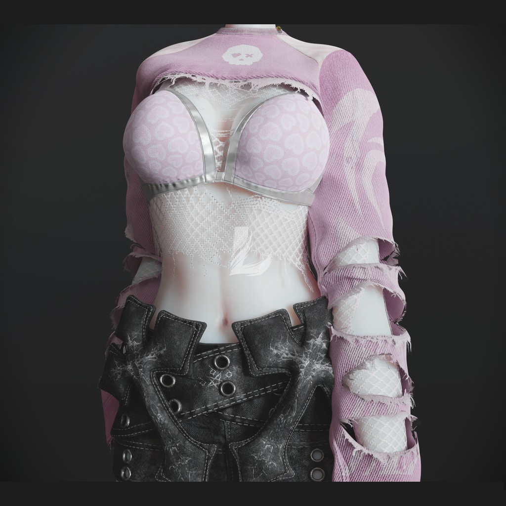 RIPPED DENIM TOP + FISHNET 森羅 - Shinra