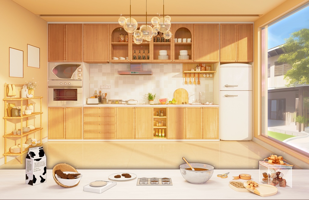 【配信背景+UI+カバー】バレンタインデーのキッチンでの DIY チョコレートvtuber