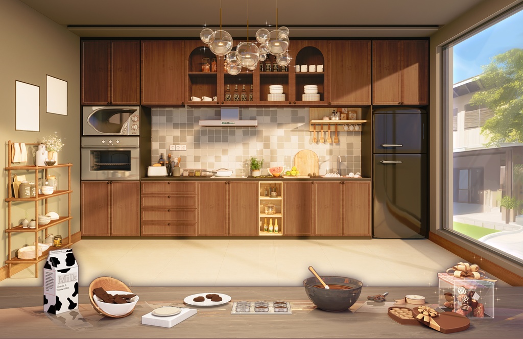 【配信背景+UI+カバー】バレンタインデーのキッチンでの DIY チョコレートvtuber