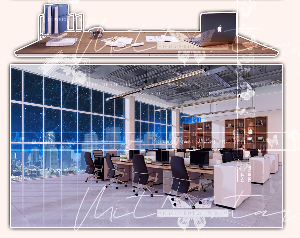 【VTuber配信背景】 OLオフィス職場シーン