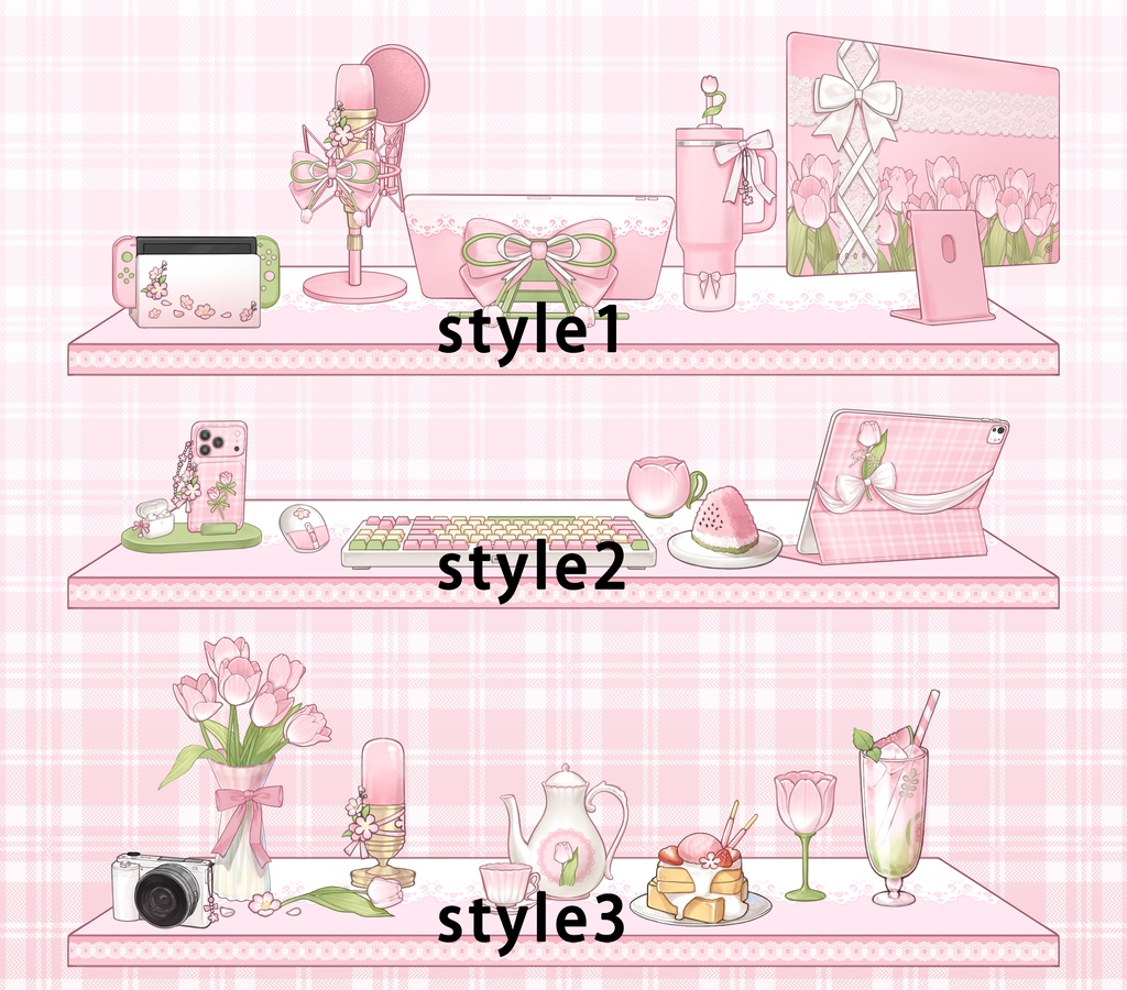 Stream Assets+ Overlays+ backgrounds 【Spring Picnic Tulips】for Vtubers, Twitches, or Streamers. streaming background