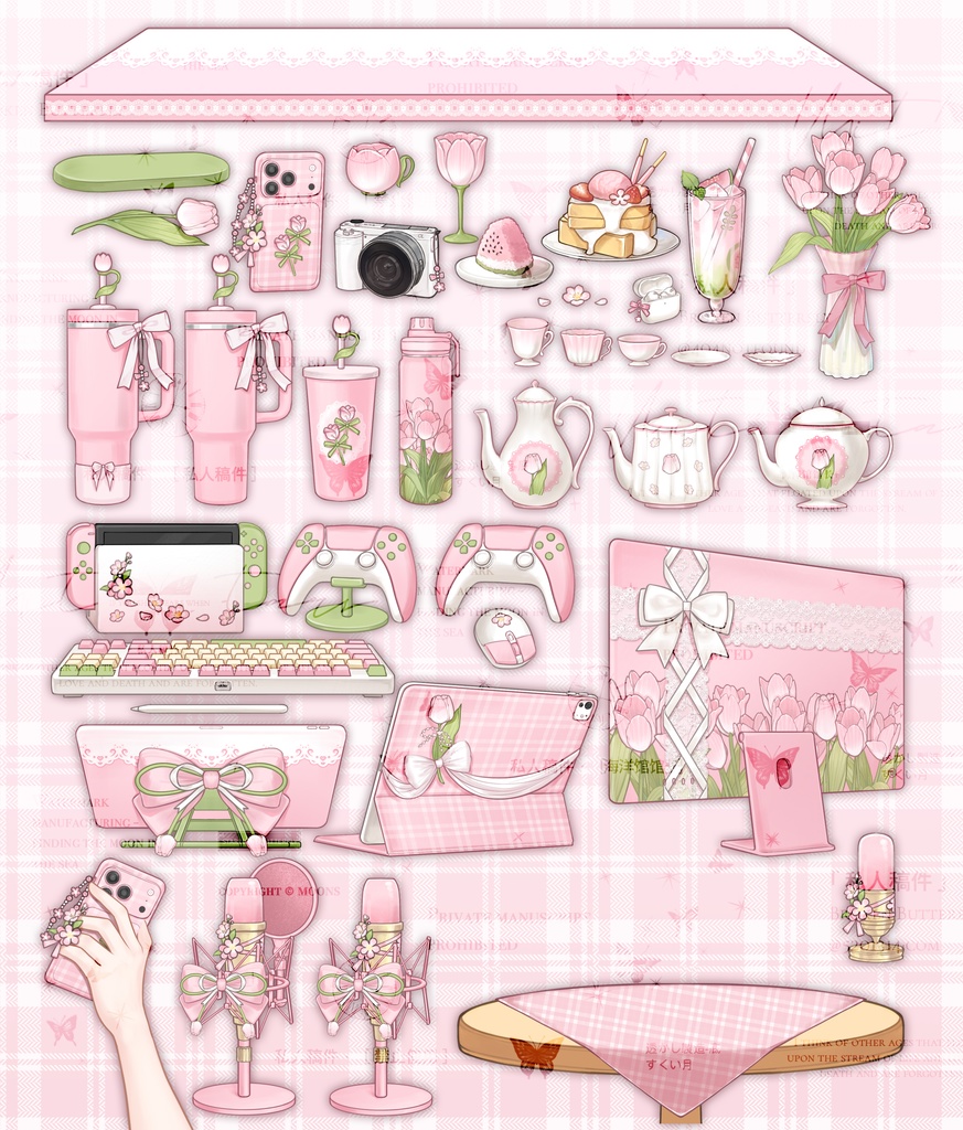 Stream Assets+ Overlays+ backgrounds 【Spring Picnic Tulips】for Vtubers, Twitches, or Streamers. streaming background