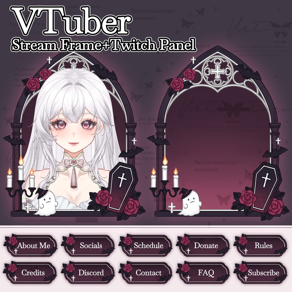 【Twitch Panel】ゴシックハロウィン 配信オーバーレイ＋Twitchパネルセット｜フェイスカメラ【全6色】