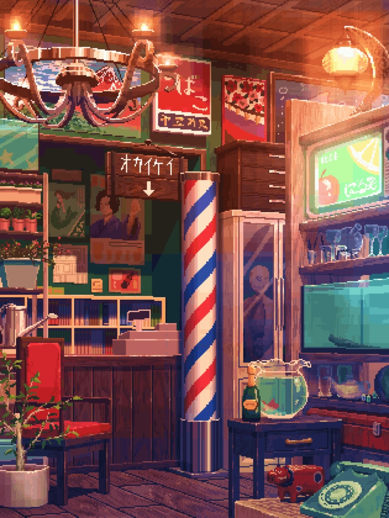 【動く】雑貨屋さん背景素材【ドット絵】