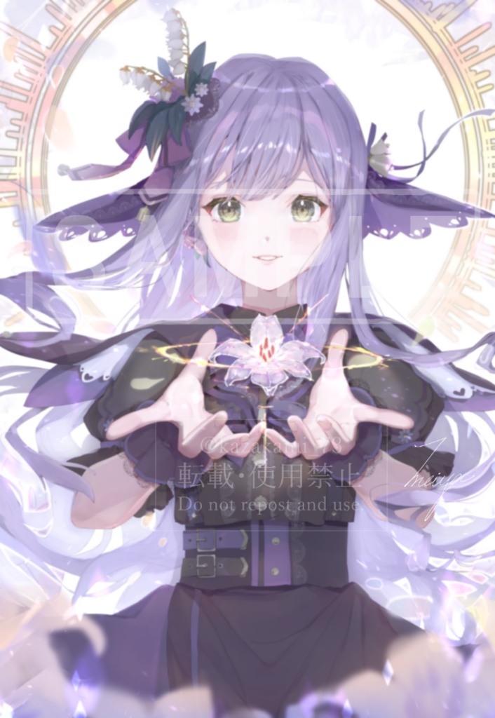 【オリジナル】紫ユリの女の子【ポストカード】