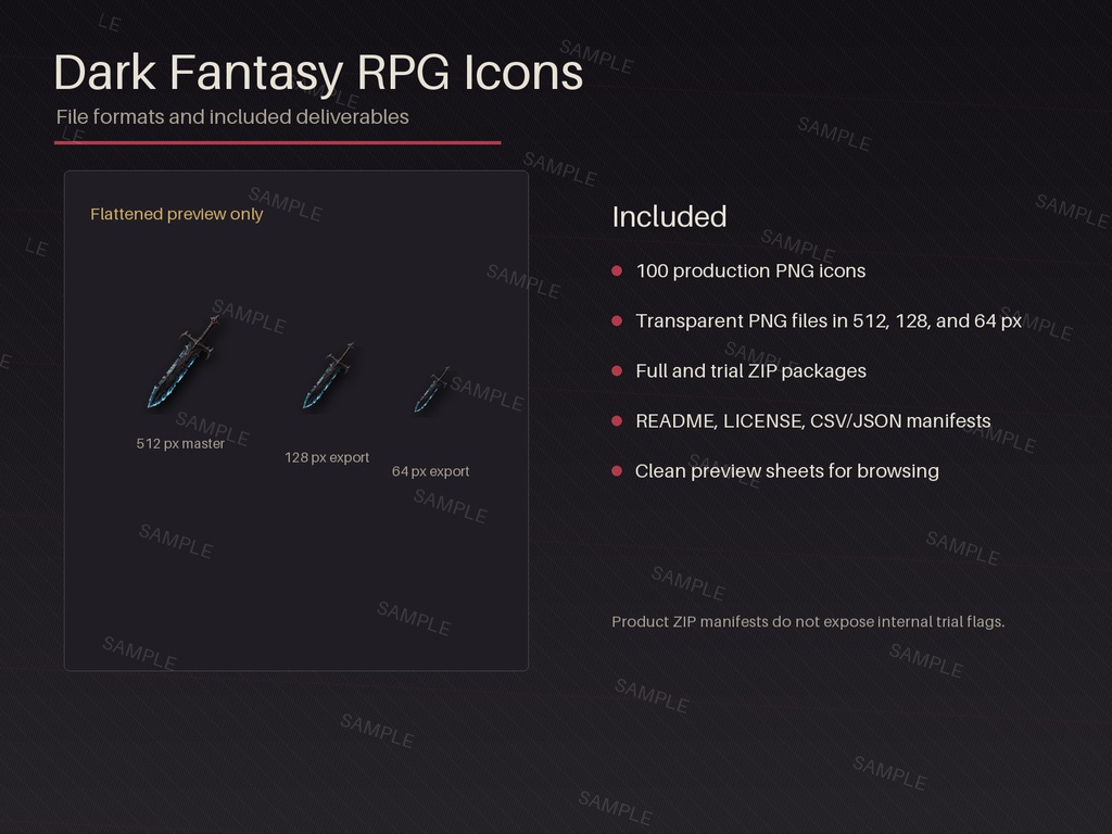 ダークファンタジー RPG アイコン素材集 100種 / Dark Fantasy RPG Icons