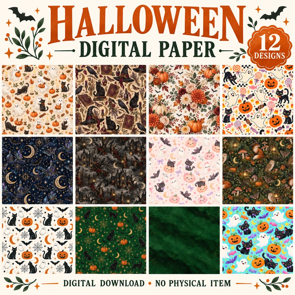 【12枚セット】ハロウィンデジタルペーパー