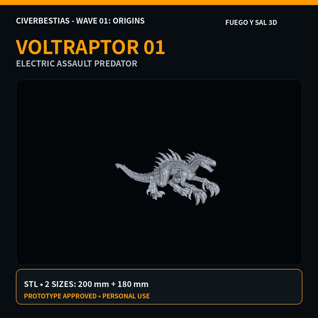 VoltRaptor 01|電撃強襲型サイバーラプター|Civerbestias W01|3Dプリント STL