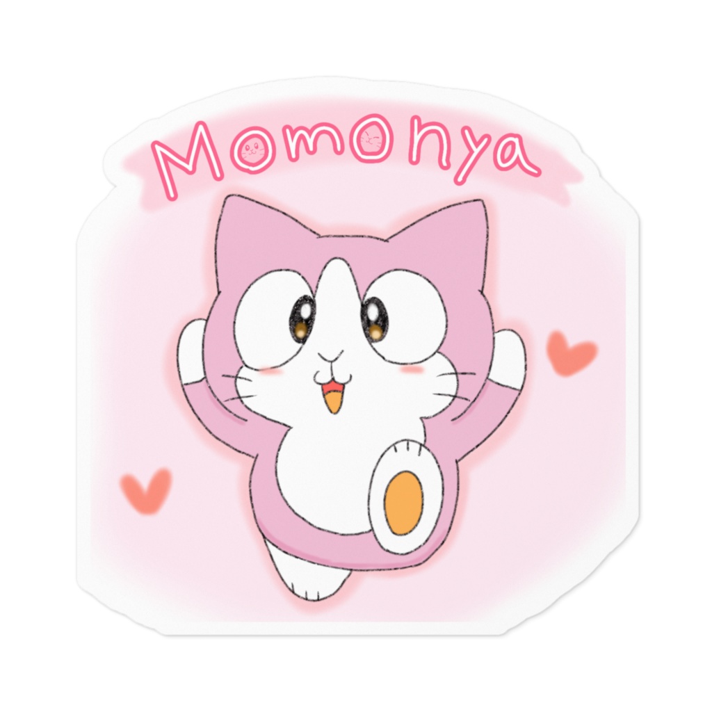 モモーニャ桃色ステッカー