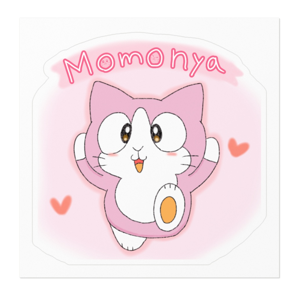 モモーニャ桃色ステッカー