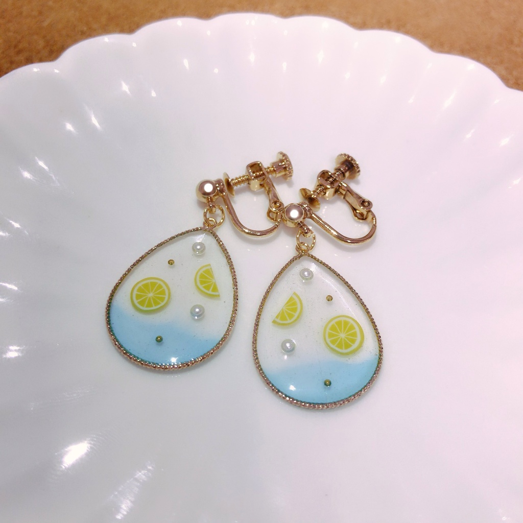 レモンソーダ(ドロップ)イヤリング