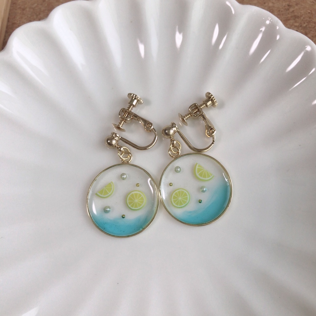レモンソーダ(サークル)ピアス、イヤリング
