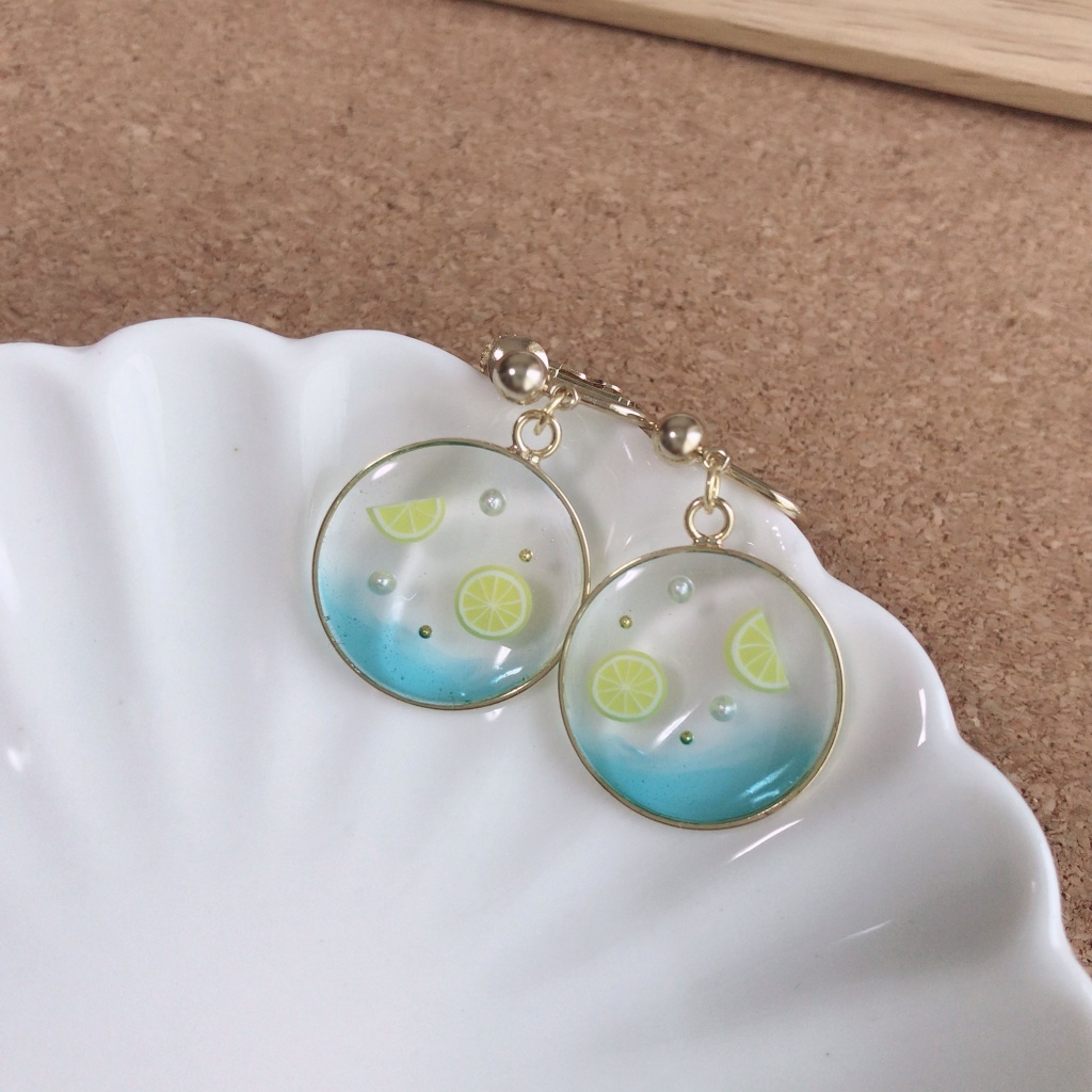 レモンソーダ(サークル)ピアス、イヤリング