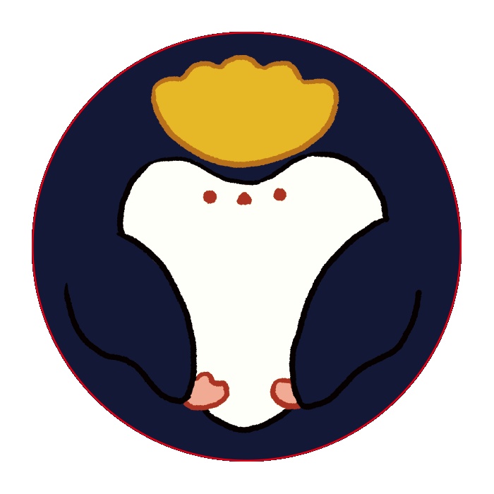 桃肌缶バッジ（まるロイヤルペンギン）